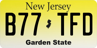 NJ license plate B77TFD