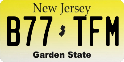 NJ license plate B77TFM