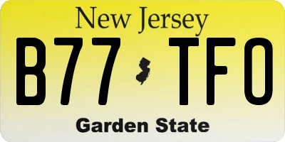 NJ license plate B77TFO