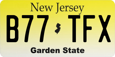 NJ license plate B77TFX