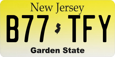 NJ license plate B77TFY