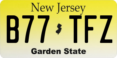 NJ license plate B77TFZ