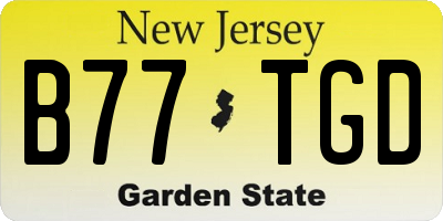 NJ license plate B77TGD