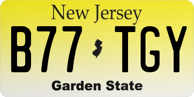 NJ license plate B77TGY