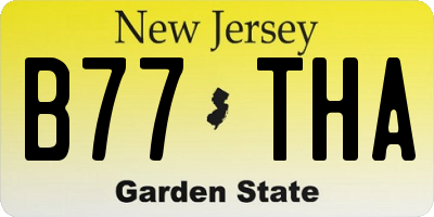 NJ license plate B77THA