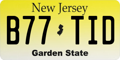 NJ license plate B77TID