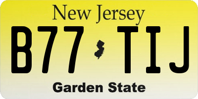 NJ license plate B77TIJ