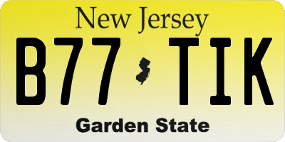 NJ license plate B77TIK