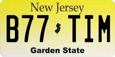 NJ license plate B77TIM