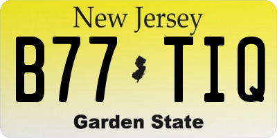 NJ license plate B77TIQ