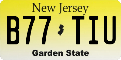 NJ license plate B77TIU