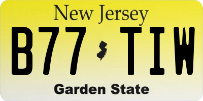 NJ license plate B77TIW