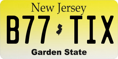 NJ license plate B77TIX