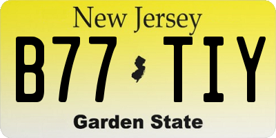 NJ license plate B77TIY