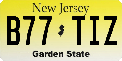 NJ license plate B77TIZ