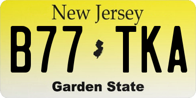 NJ license plate B77TKA