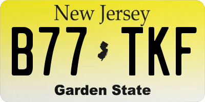 NJ license plate B77TKF