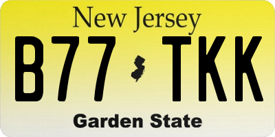 NJ license plate B77TKK