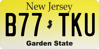 NJ license plate B77TKU