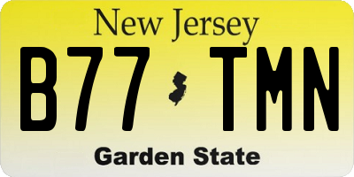NJ license plate B77TMN