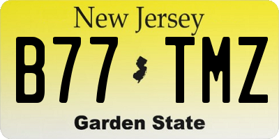 NJ license plate B77TMZ