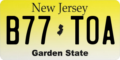 NJ license plate B77TOA