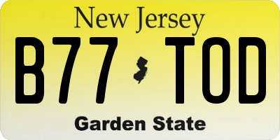 NJ license plate B77TOD