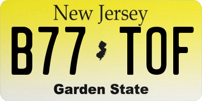 NJ license plate B77TOF