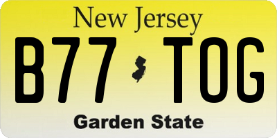 NJ license plate B77TOG