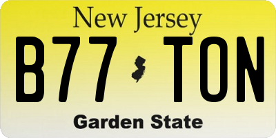 NJ license plate B77TON