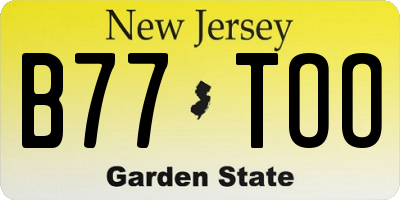 NJ license plate B77TOO