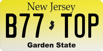 NJ license plate B77TOP