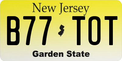 NJ license plate B77TOT