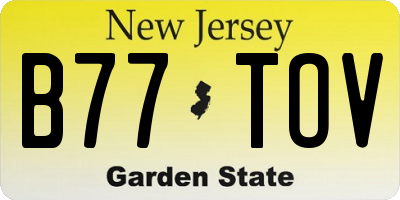 NJ license plate B77TOV