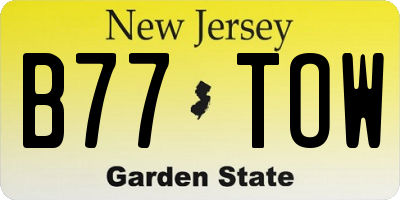 NJ license plate B77TOW