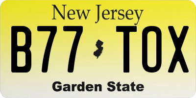 NJ license plate B77TOX