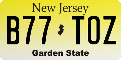 NJ license plate B77TOZ