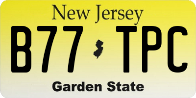 NJ license plate B77TPC