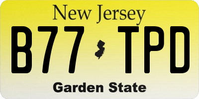 NJ license plate B77TPD