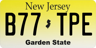 NJ license plate B77TPE