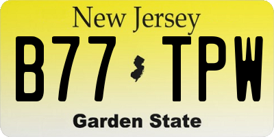 NJ license plate B77TPW