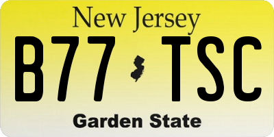 NJ license plate B77TSC