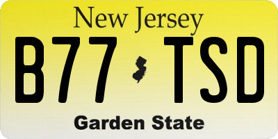 NJ license plate B77TSD