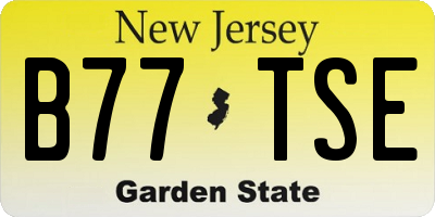 NJ license plate B77TSE