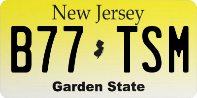 NJ license plate B77TSM