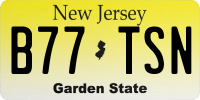 NJ license plate B77TSN