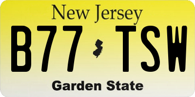 NJ license plate B77TSW