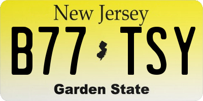 NJ license plate B77TSY