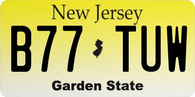 NJ license plate B77TUW
