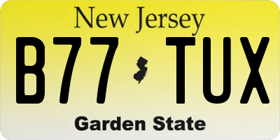 NJ license plate B77TUX